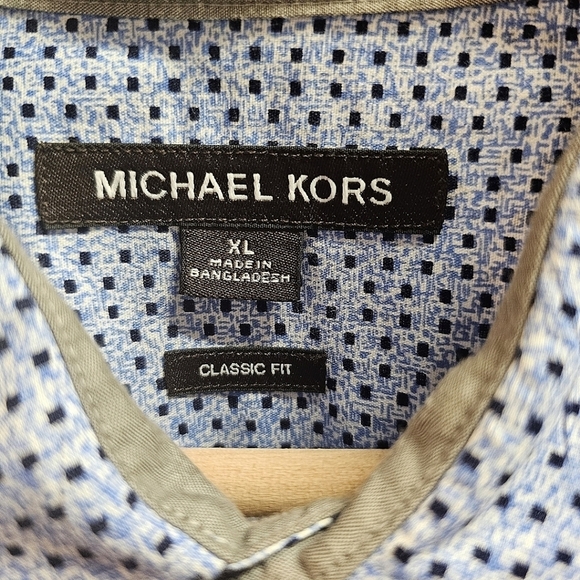 Men's Michael Kors Premium Cotton Pattern Button Up Dress Shirt Size XL Blue - Picture 7 of 8
